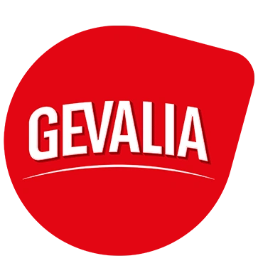 Redesign the Gevalia logo by incorporating "TASSIMO" prominently. Use white text and add a sleek curved line underneath to create a cohesive and modern appearance.