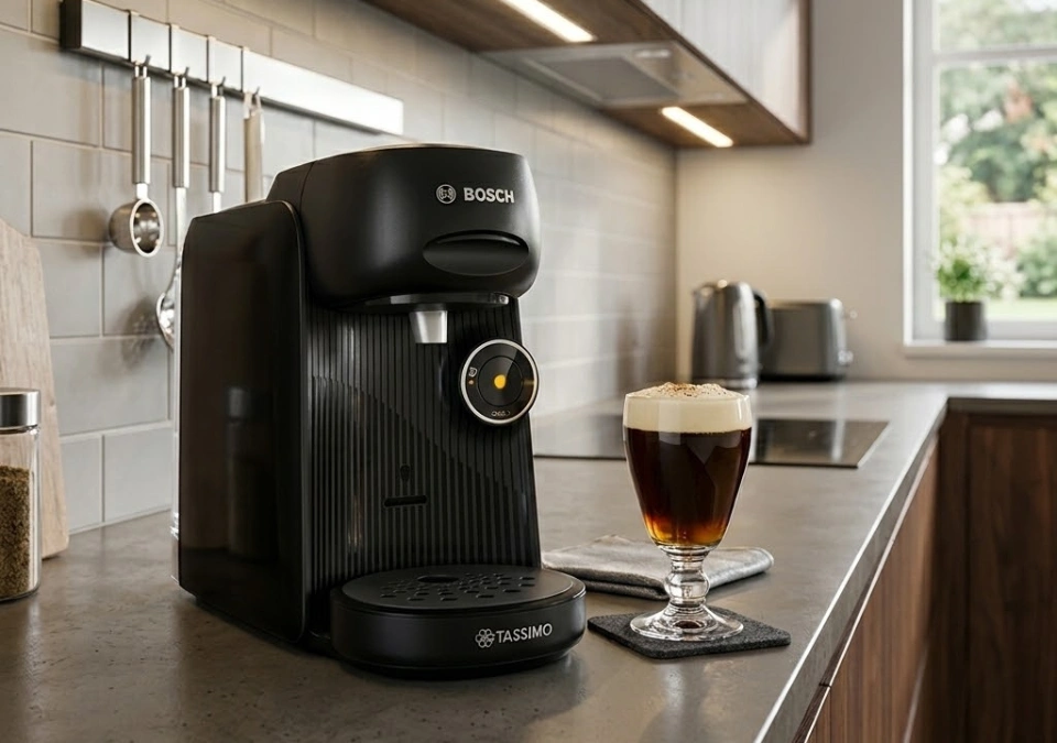 Irish Coffee maison préparé avec café chaud, crème fouettée et whisky irlandais dans un verre transparent.