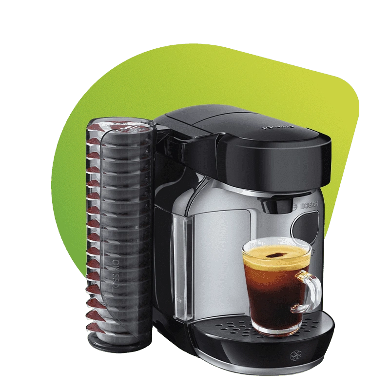 TASSIMO Coffee Machine with Espresso Cup and Capsule Holder.