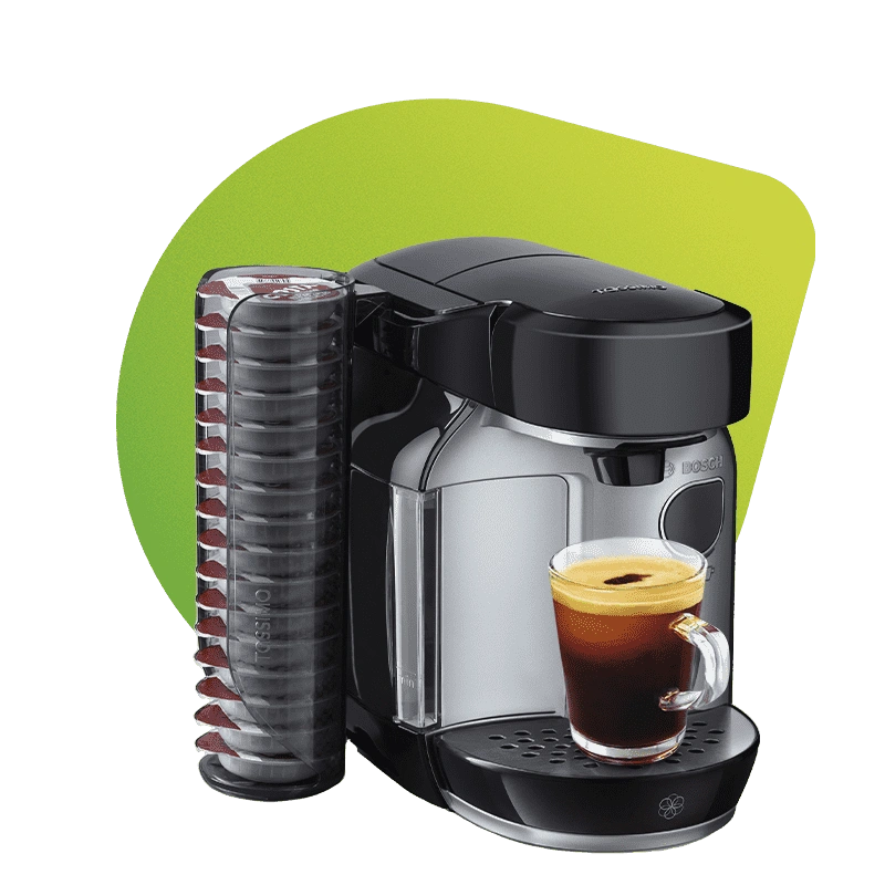 TASSIMO Coffee Machine with Espresso Cup and Capsule Holder.