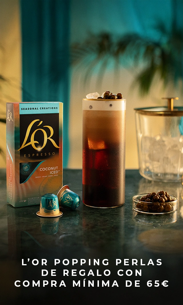 Get a free pack of popping pearls or L'OR Coconut Iced when spend €65 or more