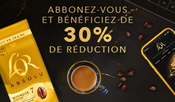 Image of LOR Espresso Beans pack with text saying "Subscribe and get 30% discount"