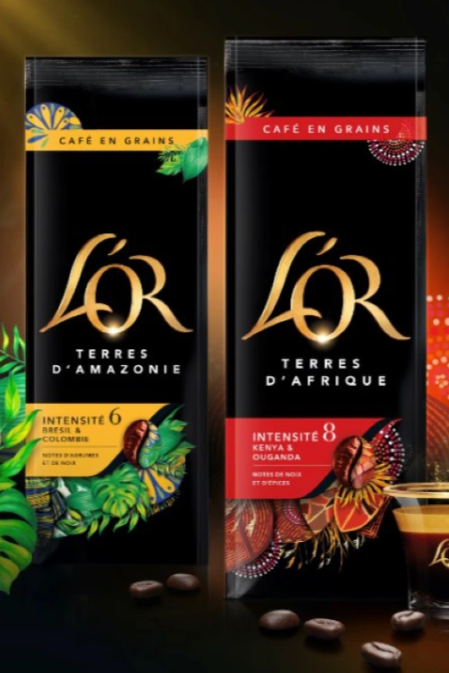 L'OR Milk Frother on a dark counter.