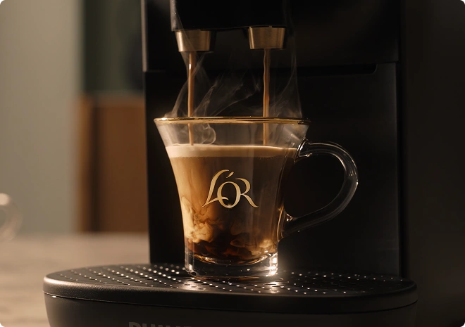 Coffee under a machine