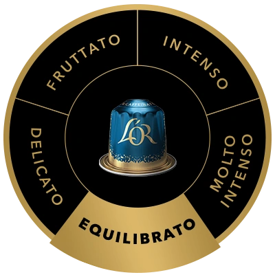 Capsula di caffè L'OR Decaffeinato sulla ruota dei sapori, con il profilo aromatico Medio in evidenza