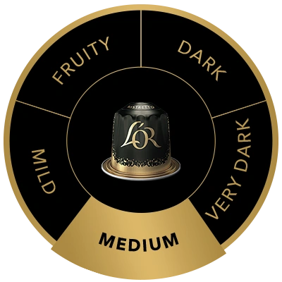 L'OR Ristretto coffee capsule on the flavour wheel, highlighting the Medium taste profile