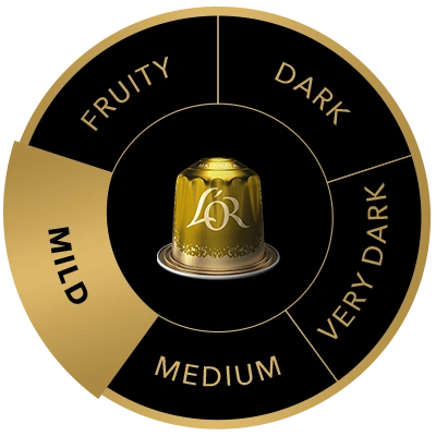 L'OR Lungo Mattinata coffee capsule on the flavour wheel, highlighting the Mild taste profile