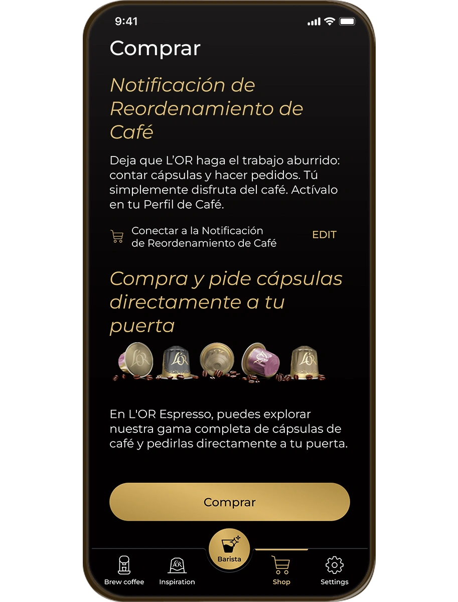 Notificaciones de reposición de café