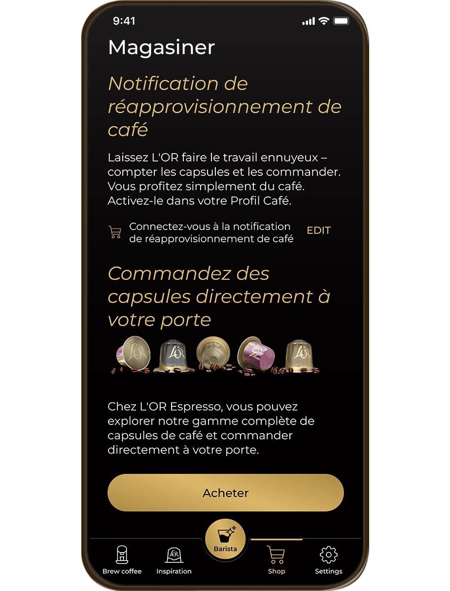 Notifications de réapprovisionnement en capsules